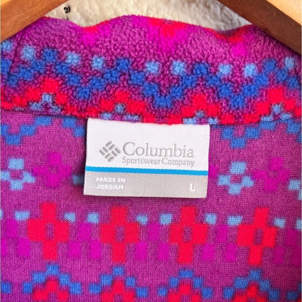 COLUMBIA Aztec Purple, Pink, Red Bright Fleece Quarter Zip Women’s Large - Picture 8 of 9